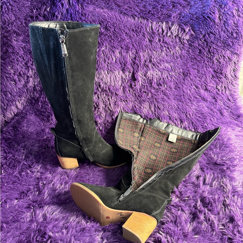 Blondo Black Suede Heeled Boots